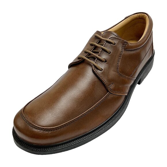 LIBERTYZENO Mens Brown Leather Oxford Style Lace up Dress Shoes